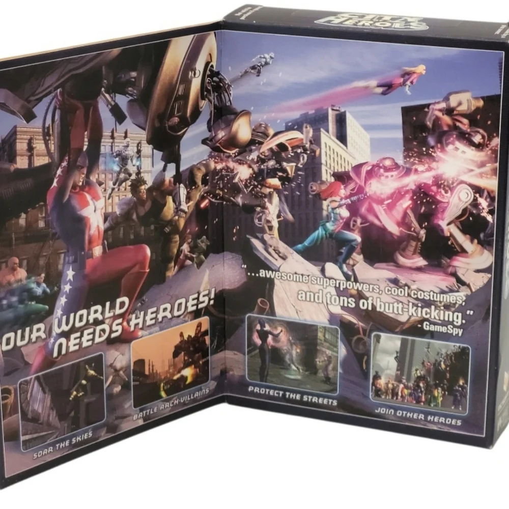City of Heroes (PC, 2004) 2-Disc Boxset Complete W/Inserts/Map/Game Manual Book/